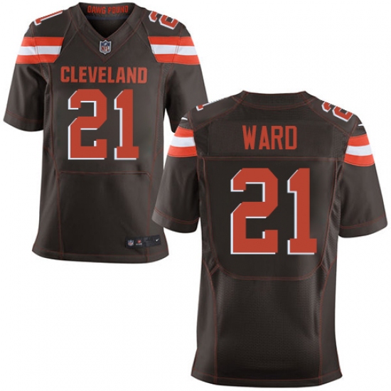 Men's Nike Cleveland Browns 21 Denzel Ward Elite Brown Team Color NFL Jersey