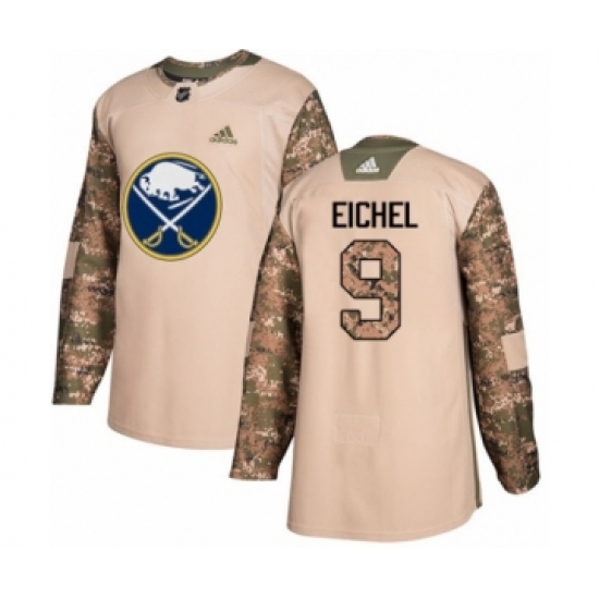 Youth Adidas Buffalo Sabres 9 Jack Eichel Authentic Camo Veterans Day Practice NHL Jersey