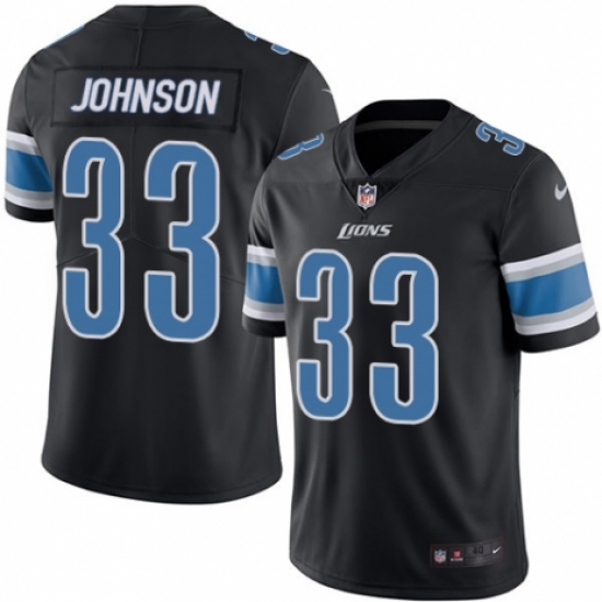 Men's Nike Detroit Lions 33 Kerryon Johnson Elite Black Rush Vapor Untouchable NFL Jersey