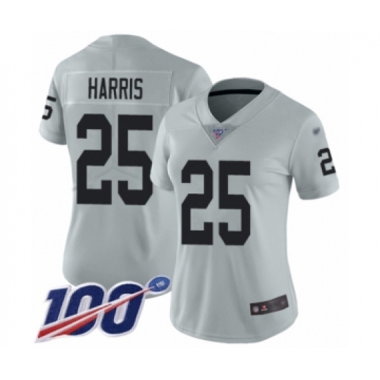 Men's Oakland Raiders 25 Erik Harris Limited Silver Inverted Legend 100th Season Football Jersey