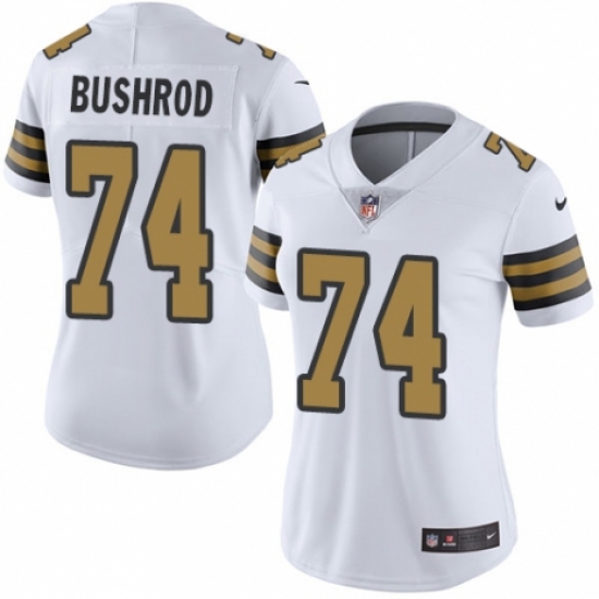 Women's Nike New Orleans Saints 74 Jermon Bushrod Limited White Rush Vapor Untouchable NFL Jersey