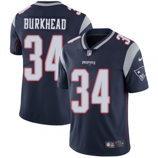 Men's Nike New England Patriots 34 Rex Burkhead Navy Blue Team Color Vapor Untouchable Limited Player NFL Jersey