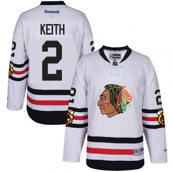 Youth Reebok Chicago Blackhawks 2 Duncan Keith Authentic White 2017 Winter Classic NHL Jersey