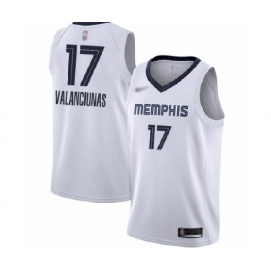 Men's Memphis Grizzlies 17 Jonas Valanciunas Authentic White Finished Basketball Jersey - Association Edition