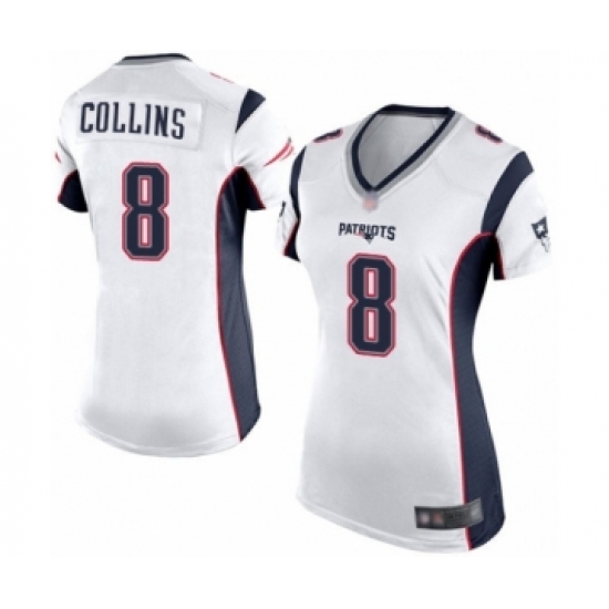 Women's New England Patriots 8 Jamie Collins Game White Football Jersey