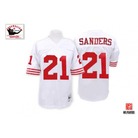 Mitchell and Ness San Francisco 49ers 21 Deion Sanders Authentic White Throwback NFL Jersey