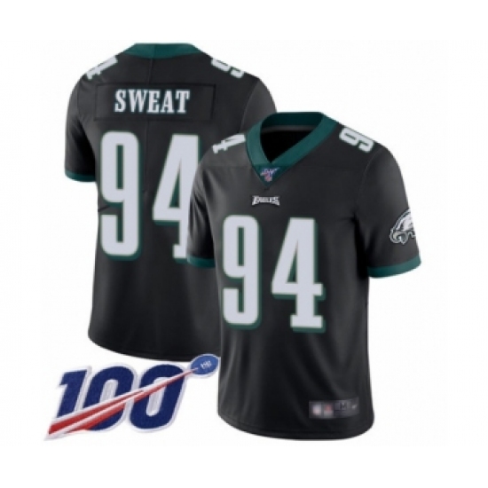 Men's Philadelphia Eagles 94 Josh Sweat Black Alternate Vapor Untouchable Limited Player 100th Season Football Jersey