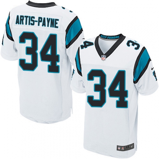 Men's Nike Carolina Panthers 34 Cameron Artis-Payne Elite White NFL Jersey