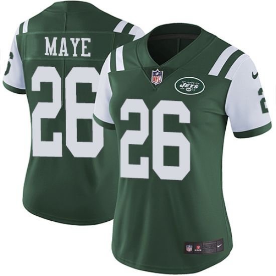Women's Nike New York Jets 26 Marcus Maye Green Team Color Vapor Untouchable Limited Player NFL Jersey