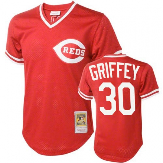 Men's Mitchell and Ness Cincinnati Reds 30 Ken Griffey Replica Red Throwback MLB Jersey