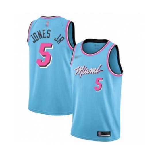 Men's Miami Heat 5 Derrick Jones Jr Swingman Blue Basketball Jersey - 2019-20 City Edition