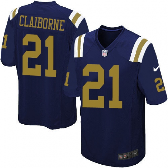 Men's Nike New York Jets 21 Morris Claiborne Limited Navy Blue Alternate NFL Jersey