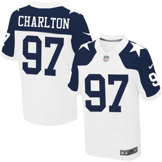 Men's Nike Dallas Cowboys 97 Taco Charlton Elite White Throwback Alternate NFL Jersey