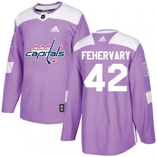 Men's Adidas Washington Capitals 42 Martin Fehervary Authentic Purple Fights Cancer Practice NHL Jersey