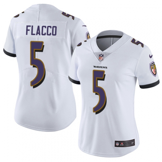 Women's Nike Baltimore Ravens 5 Joe Flacco White Vapor Untouchable Limited Player NFL Jersey