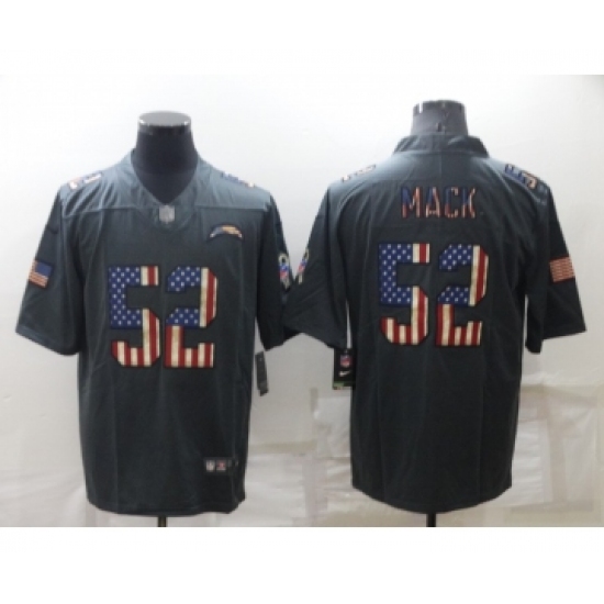 Men's Los Angeles Chargers 52 Khalil Mack Grey Salute To Service USA Flag Stitched Jersey