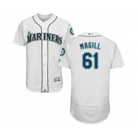 Men's Seattle Mariners 61 Matt Magill White Home Flex Base Authentic Collection Baseball Player Jersey