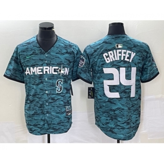Men's Nike Seattle Mariners 24 Ken Griffey Teal 2023 All Star Cool Base Stitched Jersey