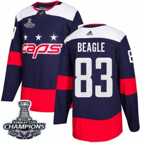 Youth Adidas Washington Capitals 83 Jay Beagle Authentic Navy Blue 2018 Stadium Series 2018 Stanley Cup Final Champions NHL Jersey