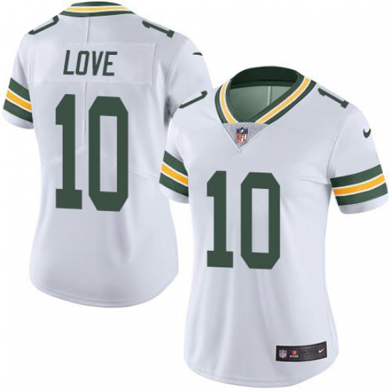 Women's Green Bay Packers 10 Jordan Love White Stitched NFL Vapor Untouchable Limited Jersey