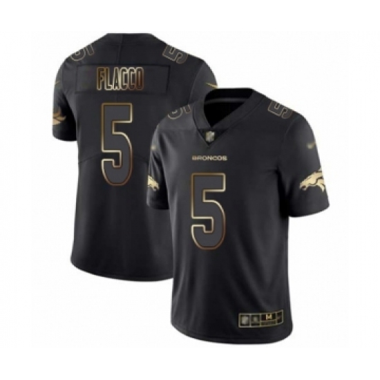 Men's Denver Broncos 5 Joe Flacco Black Gold Vapor Untouchable Limited Football Jersey
