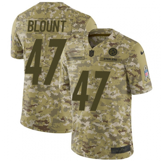 Men's Nike Pittsburgh Steelers 47 Mel Blount Limited Camo 2018 Salute to Service NFL Jersey