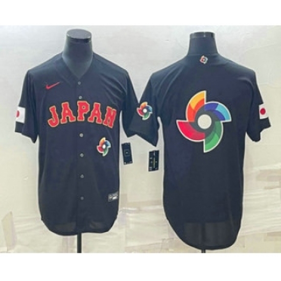 Men's Japan Baseball 2023 Black World Big Logo Classic Stitched Jerseys