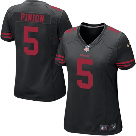 Women's Nike San Francisco 49ers 5 Bradley Pinion Game Black NFL Jersey