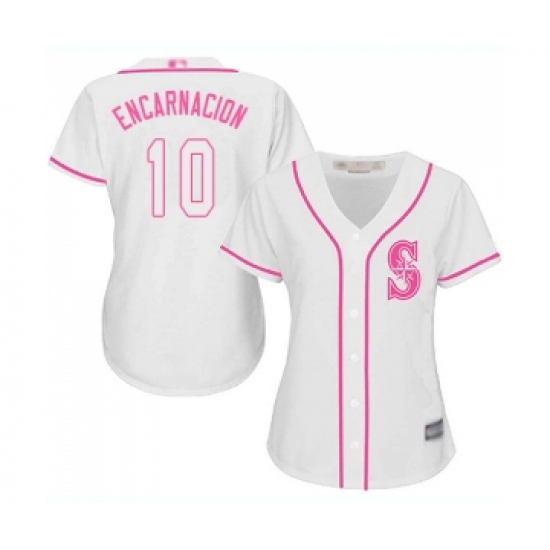 Women's Seattle Mariners 10 Edwin Encarnacion Replica White Fashion Cool Base Baseball Jersey