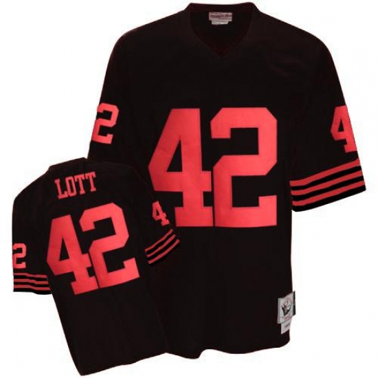 Mitchell and Ness San Francisco 49ers 42 Ronnie Lott Authentic Black Throwback NFL Jersey