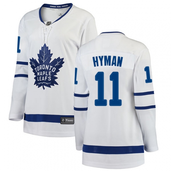 Women's Toronto Maple Leafs 11 Zach Hyman Authentic White Away Fanatics Branded Breakaway NHL Jersey