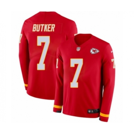 Youth Nike Kansas City Chiefs 7 Harrison Butker Limited Red Therma Long Sleeve NFL Jersey
