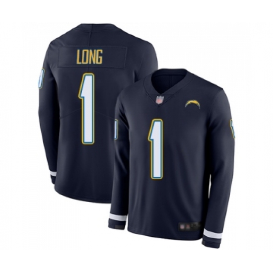 Men's Los Angeles Chargers 1 Ty Long Limited Navy Blue Therma Long Sleeve Football Jersey