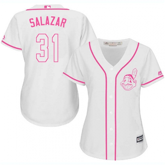 Women's Majestic Cleveland Indians 31 Danny Salazar Replica White Fashion Cool Base MLB Jersey