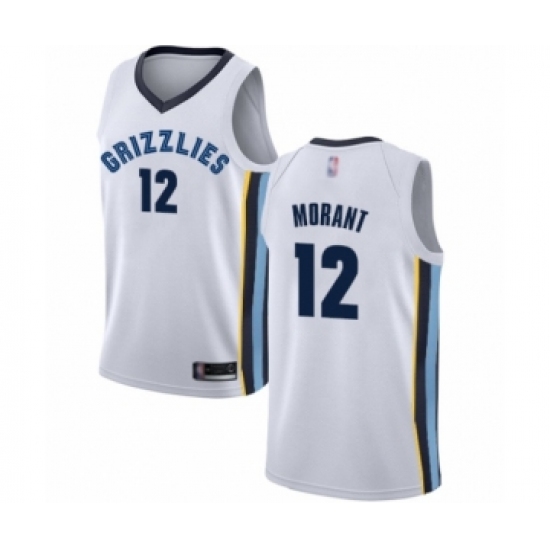 Men's Memphis Grizzlies 12 Ja Morant Authentic White Basketball Jersey - Association Edition