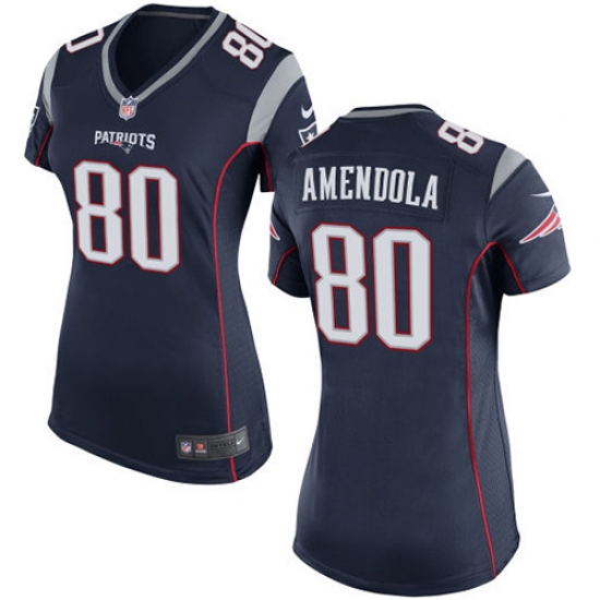 Women's Nike New England Patriots 80 Danny Amendola Game Navy Blue Team Color NFL Jersey