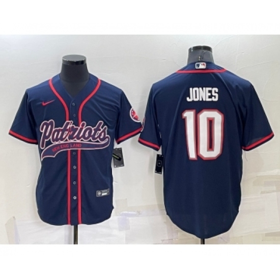 Men's New England Patriots 10 Mac Jones Navy Blue Stitched MLB Cool Base Nike Baseball Jersey
