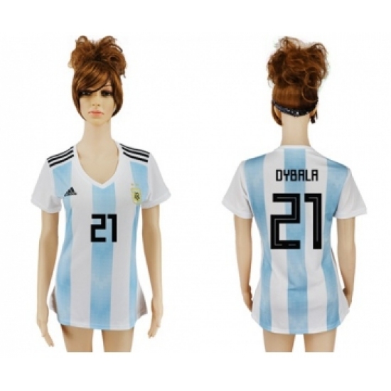 Women's Argentina 21 Dybala Home Soccer Country Jersey