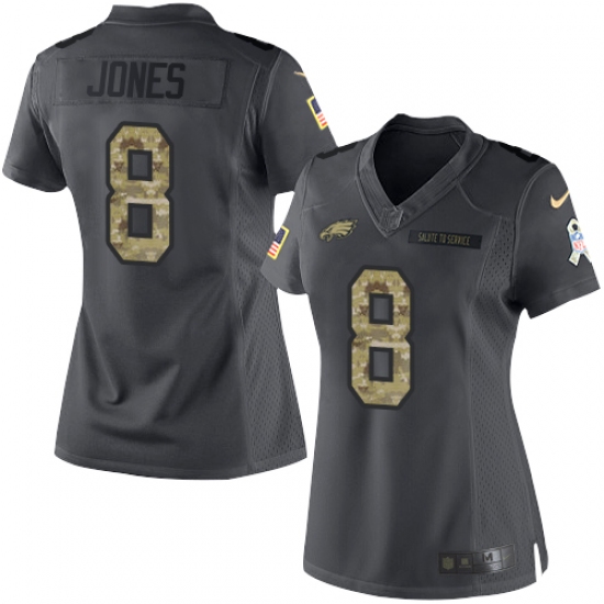 Women's Nike Philadelphia Eagles 8 Donnie Jones Limited Black 2016 Salute to Service NFL Jersey