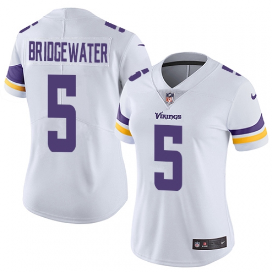 Women's Nike Minnesota Vikings 5 Teddy Bridgewater White Vapor Untouchable Limited Player NFL Jersey