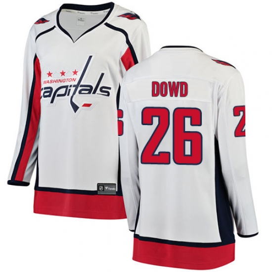 Women's Washington Capitals 26 Nic Dowd Fanatics Branded White Away Breakaway NHL Jersey