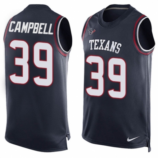 Men's Nike Houston Texans 39 Ibraheim Campbell Limited Navy Blue Player Name & Number Tank Top NFL Jersey