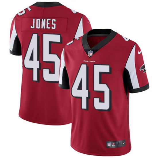 Men's Nike Atlanta Falcons 45 Deion Jones Red Team Color Vapor Untouchable Limited Player NFL Jersey