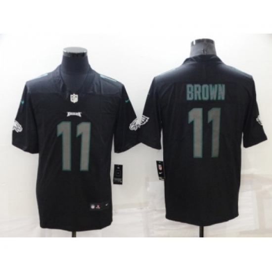 Men's Philadelphia Eagles 11 A. J. Brown Black Impact Limited Stitched Jersey