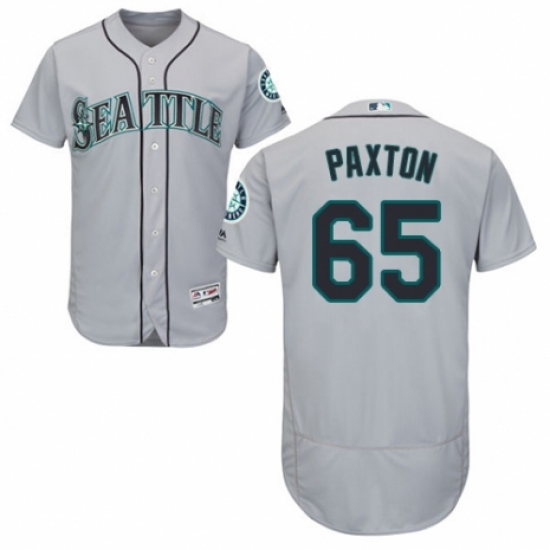 Men's Majestic Seattle Mariners 65 James Paxton Grey Road Flex Base Authentic Collection MLB Jersey