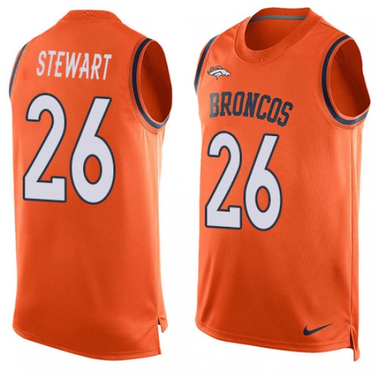 Men's Nike Denver Broncos 26 Darian Stewart Limited Orange Player Name & Number Tank Top NFL Jersey