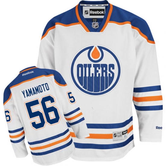 Women's Reebok Edmonton Oilers 56 Kailer Yamamoto Authentic White Away NHL Jersey