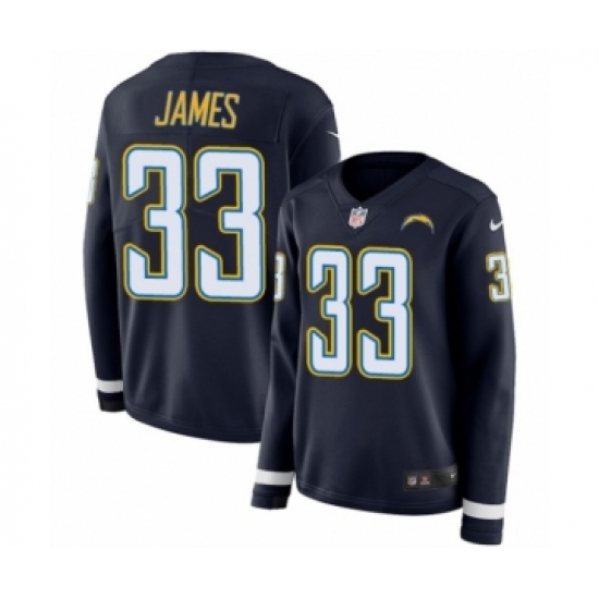 Women's Nike Los Angeles Chargers 33 Derwin James Limited Navy Blue Therma Long Sleeve NFL Jersey