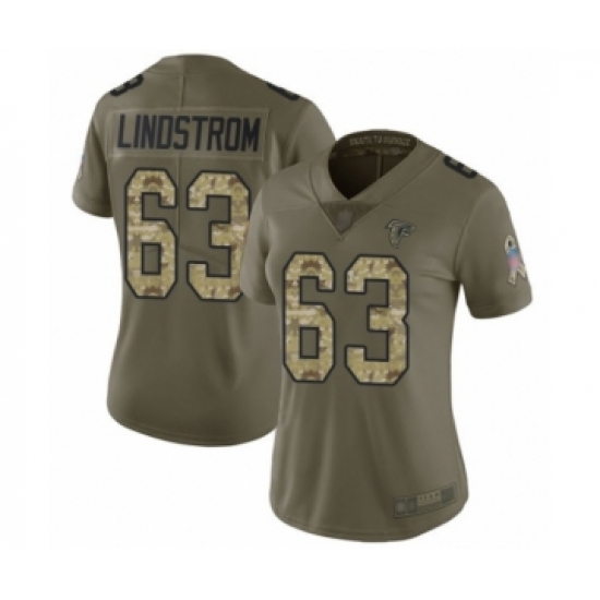 Women's Atlanta Falcons 63 Chris Lindstrom Limited Olive Camo 2017 Salute to Service Football Jersey