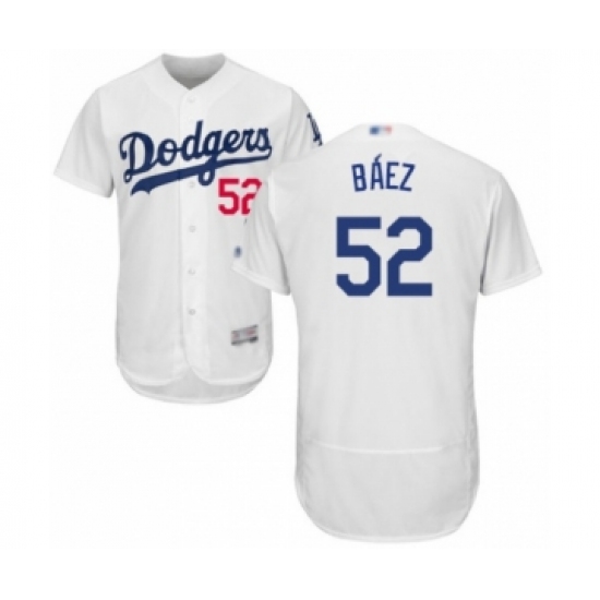 Men's Los Angeles Dodgers 52 Pedro Baez White Home Flex Base Authentic Collection Baseball Player Jersey